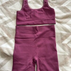 SHEIN Ribbed Purple Two-Piece Set